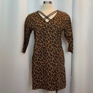 NWT Bob Mackie Wearable Art Animal Print Beaded Tunic Top Women Size M